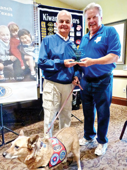 Art (and Cody) receiving his award from Bill Rauhauser, former District Governor for Texas/Oklahoma and Past President of the Kiwanis Club).