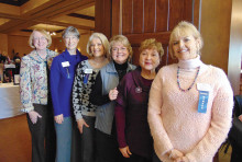 Greeters, left to right: Kasey Miller, Cathy Harden, Sandy Conwell, Diane Eoff, Geraldine Gawle and Kathie Marsh