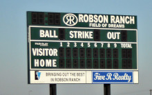 The Robson Ranch softball score board