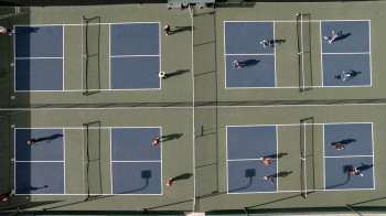 A drone shot allows for a really cool view of our pickleball courts.