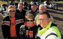 Left to right, front row: LT Bryant, Mary Bryant and Scott Baker; back row: Mike Moore, Andy McConnell and Doug Henderson, arriving at the McDonald Observatory preparing for the Twilight Party.