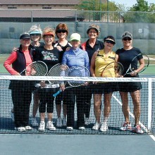 Pictured during a match in April, left to right: Linda Grandfield, Joyce Kain, Captain Catherine Bass, Pat Weber, Co-captain Dee Dale, Elaine Barnett, Marcia Harnly and Patrice Forsyth. Not pictured are team members Elizabeth Tesoriero, Sandy DeVincenzo, Paula Hemingway and Doris Wilson.
