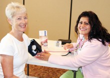 Debra Davis and the VNA for her monthly blood pressure check