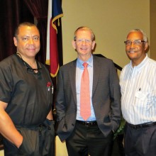 Dr. Daniel Caldwell and Dr. Michael Spivey, speakers, and Rev. Dr. Gerald Jones, moderator