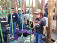 Kiwanians from Robson Ranch helping the renovation of the Eureka Park playground