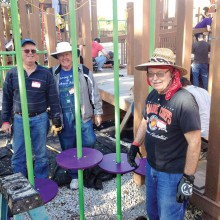 Kiwanians from Robson Ranch helping the renovation of the Eureka Park playground