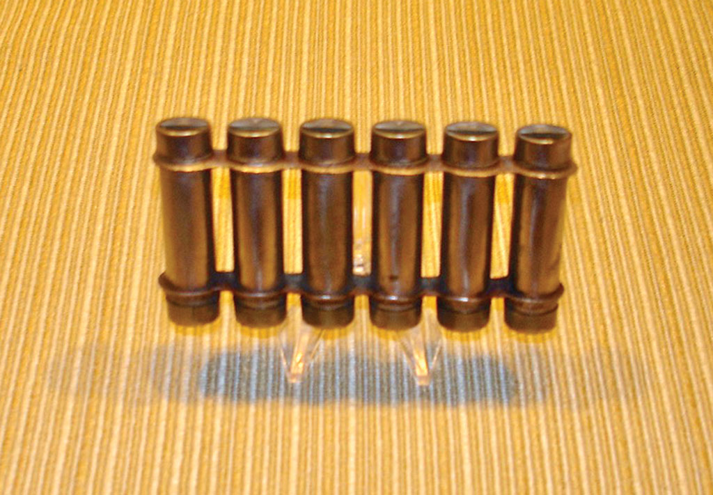 A harmonica from rifle ammunition casings; Photo by Charles Runner