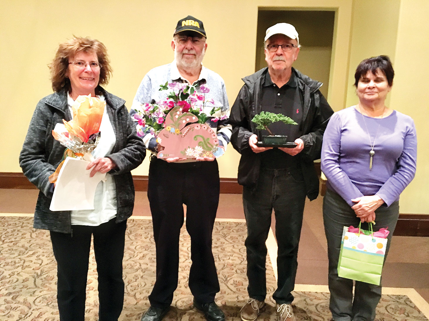 Door prize winners: Sue Rodgers, Andre Marrou, Ed Laub and Peggy Backes; photo by Janie Cindric
