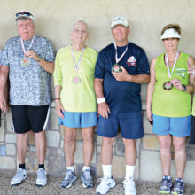 Division A winners, left to right: Jim Lafferty, Jim Richardson, Jerry Killingsworth, Mike Conley, Cassie Richardson and Patrick Claytor
