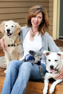 Author and TV personality Susannah Charleson with her dogs