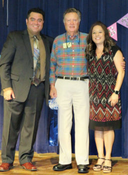 Dick Anderson, Mario Zavala, Director of Communications Denton Schools, and Dr. Linda Tucker, Principal at Evers Park Elementary