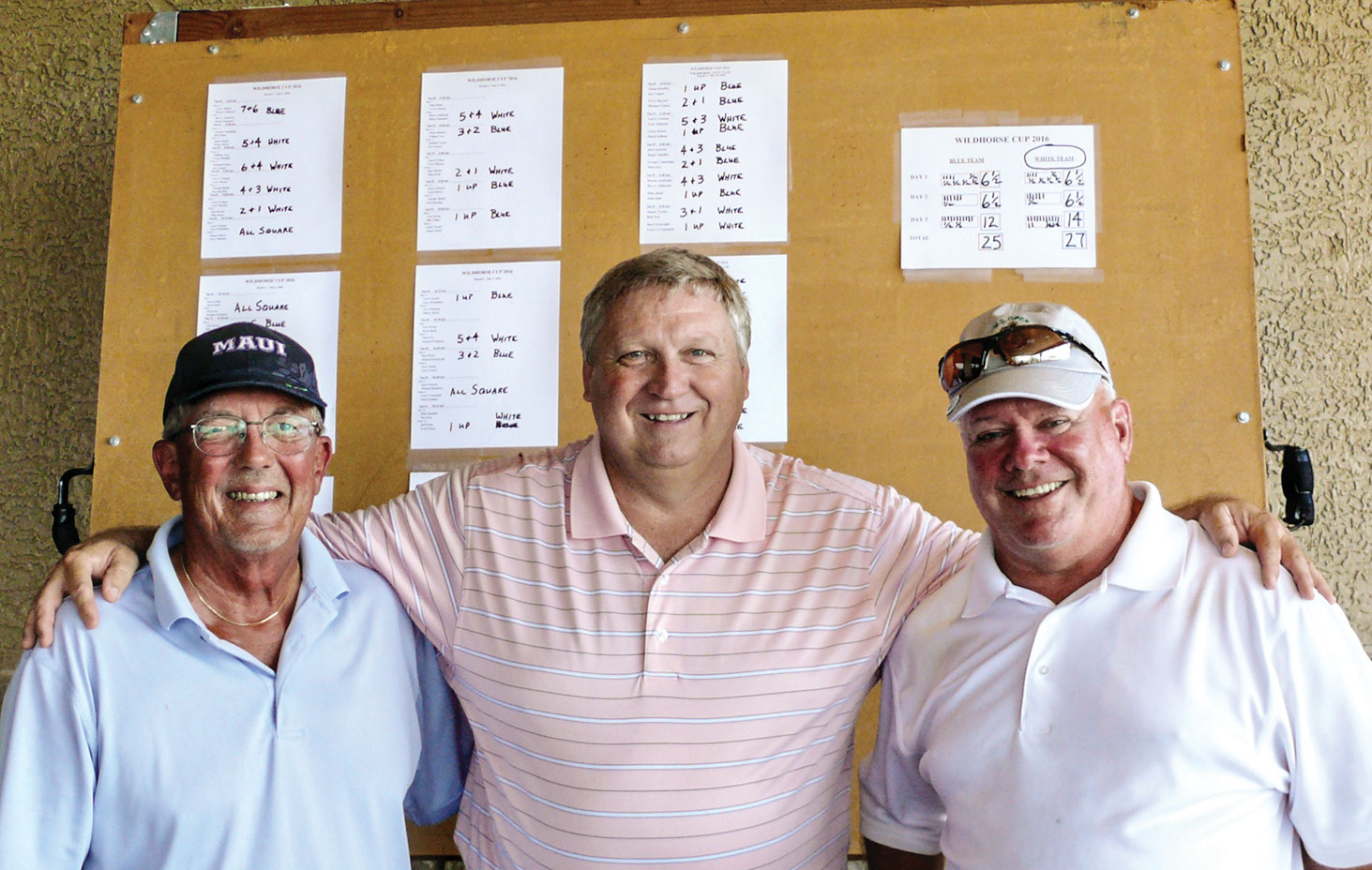 Left to right: Glenn Headley, MGA Vice President and Captain of the Blue Team; David Thatcher, Wildhorse Golf Club Head Golf Professional; and Joe Cooper, MGA President and Captain of the White Team.