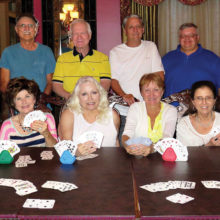 Game Gang couples, left to right: Vickie and Jere Bone, Nancy and Pete Toppan, Viv and Al Wright, Melodye and Bobby Rogers, Kathy and Ed Heberlein and Millie and Mike Aramanda.
