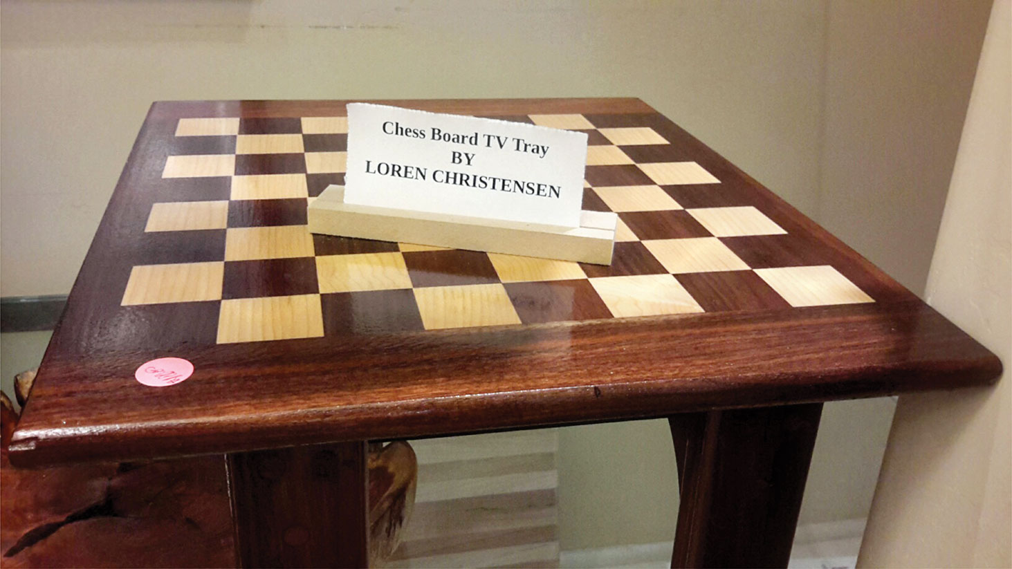 Available at the Craft Fair, a chess table
