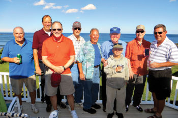 The adventurous fishermen, left to right: Dick Dauphinais, Clyde Roberts, Steve Williams, Dean Perkins, Joe Busick, Jim Galbrieth, Dean French, Wayne Rees and Scott Baker