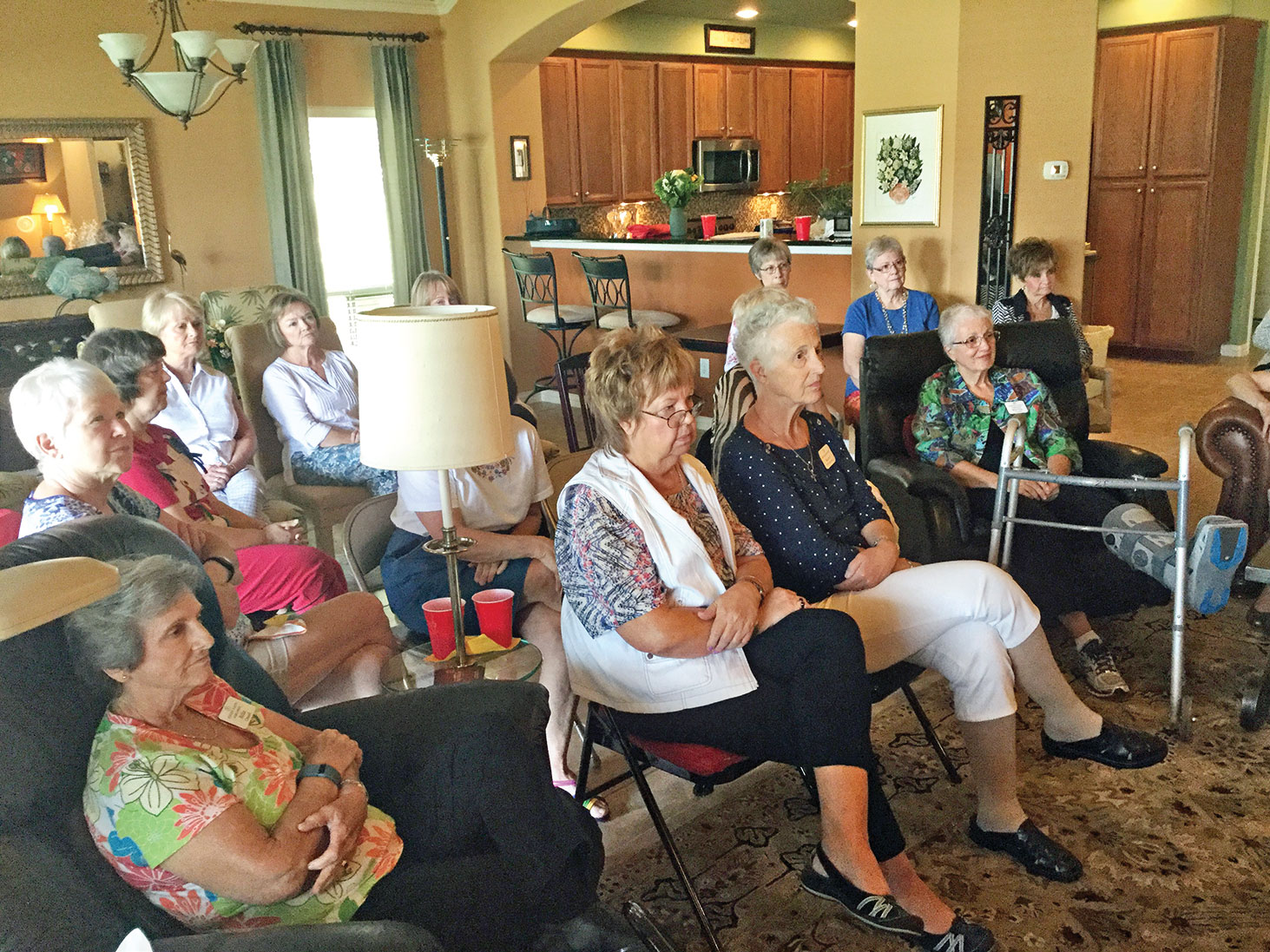 Attentive attendees: Billie Connell, Nancy Nevius, Peggy Zilinsky, Guest, Donna Hornsby from GA, Cathy Woods, Renee Carlson, Pauline House, Karen Wesselmann, Karen Payne, Sandra Anderson, Martha Crump and Vicky Ware