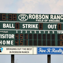 The Robson Ranch softball scoreboard