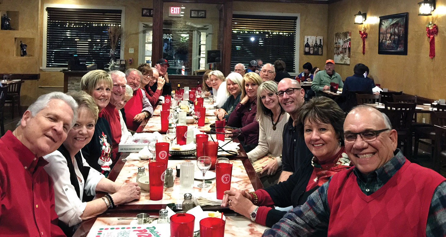 The Six O’Clock Somewhere wine group at our Christmas party at Portofino’s in Krum