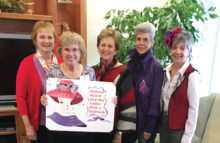 List of Red Hat Lady Hostesses, left to right: April Bayne, Jean Euker, Lynne Hendren, Sally Hampton and Joan Petre