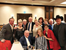 Top row: Carl Caruso, Marsha and Terry Scholze, Phil and Donna Harper, Charlotte Caruso, Dianne and Tim Battle, John Harnly; bottom row: Mr. Robson, Karen Taylor, Marti Harnly