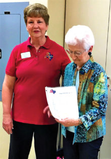 Chair, Support our Troops – Robson Ranch Sassy Stampers Marti Goodrich, right, and Nancy Thomas