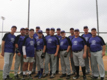 The team members, left to right: David McKie, Johnny Blecher, Coach Paul Dorwaldt, Coach Jerry Killingsworth, Mick Calverly, Bob Laderach, Jim Reese, Randy Brewer, John Thompson, Kelly Petre, George Wendt, Eddie Reeves, Dale Hill and Pat Powers