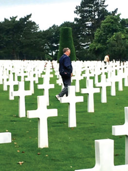The Normandy American Cemetery includes 9,387 precisely aligned headstones of white Lasa marble Latin crosses and Stars of David.