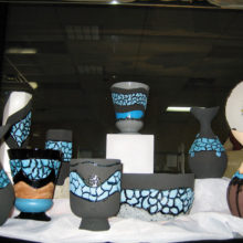 A display of the Kiln Krafters’ ceramic pieces