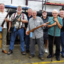 Left to right: “Poochie” (Shilen tour guide), Russ Bafford, Andy Cartwright, Stephen Pettigrew, Dave MacDonald, Kelly Petre, Ed Schmidt, Larry Hampton and Dick Remski
