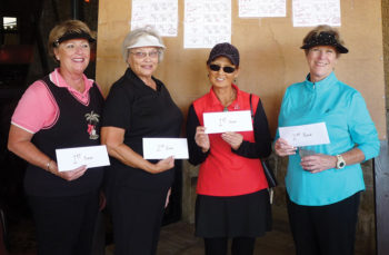 First flight winners from left to right: Nancy Freisheim, Pat Sands, Ok Cha Cummings, Diane Brent