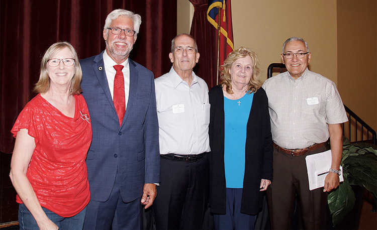 Newly elected Republican Club officers with Dr. Lynn Stuckey. From left to right Amy Enloe, Dr. Stuckey, Jim Linden, Joyce Amber, and Paul Vicalvi.