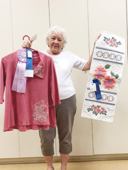 Paula Saunders, embellished shirt and table runner