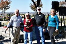 Pastor Ed Jones, cook-off winners Carolyn and Wayne Detjen, and Cynthia Drury