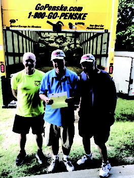 Pictured in the May 31 shoe drive pickup are Rotarians Don Fryer, commercial electrician; Dave Everly, retired sales professional; and Gary Toothaker, retired South Texas city manager.