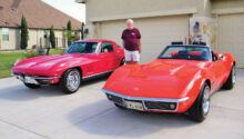 Terry Hitch with his classic corvettes