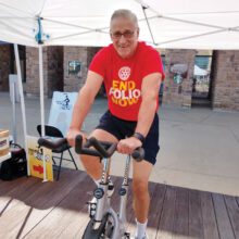 Robson Ranch resident and Rotarian Jack Kearney pedals towards his goal to eradicate polio.