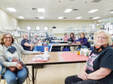 Three new members, Jill Stevens (front left), Linda Munz (front right) and Mary Ellen Steibel (back) with Cathy Hampton, Cindy Parker, Neva Kosmicki, and Maria Rudolph.