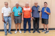 Left to right: champion team of Jack Zastrow and Norris Drum, Dave Cooper, runner-up team of Jim Doyle and Jim “Butch” Southard