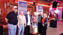 Left to right: Roger Shady; Don Fryer, first member to contribute to program; Justin Lansdowne, club president; Gary Toothaker, program sponsor; Dave Everly, program coordinator; and Jacee Kiefer, program support