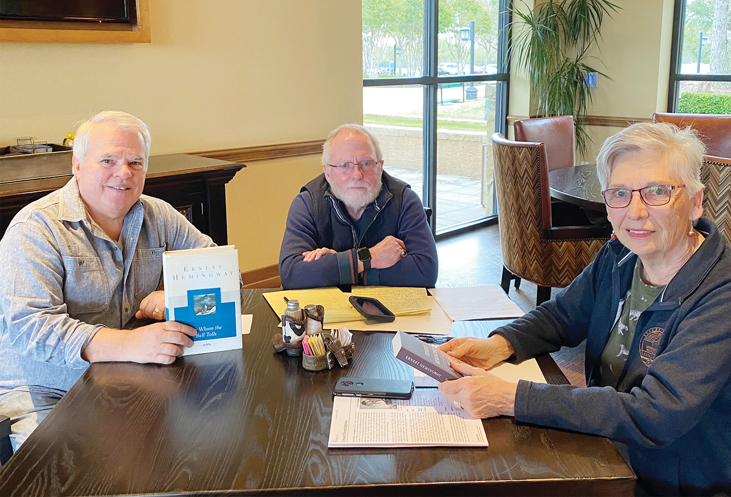 Planning session on For Whom the Bell Tolls (left to right): Alan Albarran, Mike Hall, and LaDonna Womochel